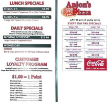 Anjon's Pizzeria menu