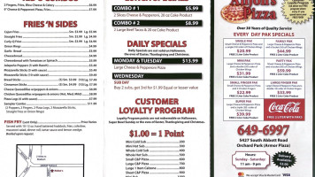 Anjon's Pizzeria menu