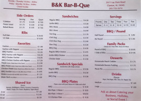 B K B Que menu