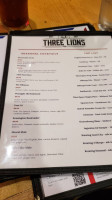 Three Lions Pub menu