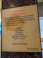 88 Buffet menu