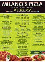 Milano's Pizza menu