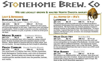 Stonehome Brewing Company menu