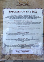 The Taj Cafe menu