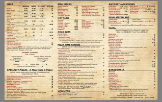 Pizza Time menu