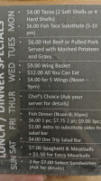 The Great Escape Grill menu