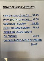 Ernie's Taqueria menu