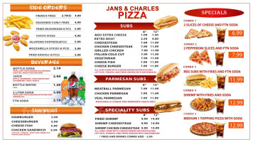 Jan's Charles' Pizza menu