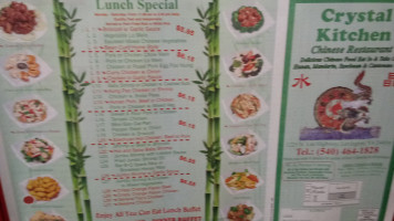 Crystal Kitchen Chinese menu