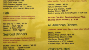 Catfish Palace menu