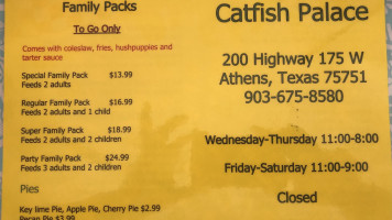 Catfish Palace menu