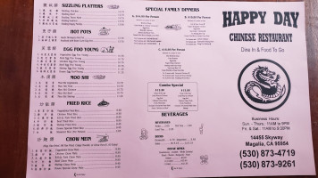 Happy Day menu