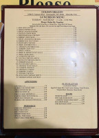 Golden Dragon menu