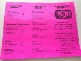 Elm Street Cafe Grill menu