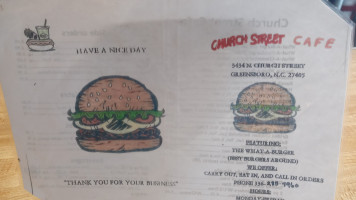 Church Street Cafe (whataburger) menu