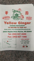 Yellow Ginger Chinese menu