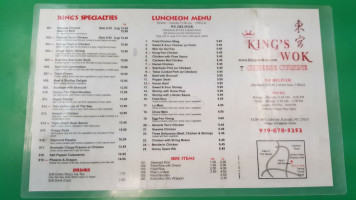 King's Wok Chinese menu