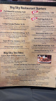 Big Sky Saloon menu