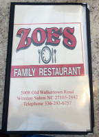 Zoe's Family menu