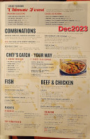 Red Lobster menu