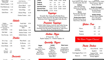 Lazzara's Pizza Subs menu