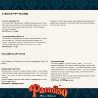 Paradiso Mexican menu