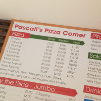 Pascali's Pizza Corner menu