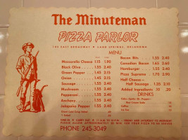 Minuteman Pizza Parlor menu