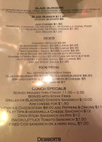 Steve's Sizzling Steaks menu