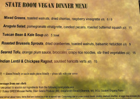 State Room menu