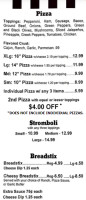 Goal Post Pizza menu