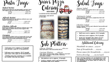 Sara's Pizza menu