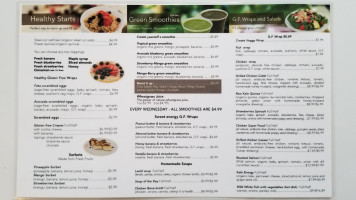 Green Healthy Cafe menu