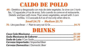 El Pollo Vagabundo menu