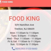 Food King Chinese menu