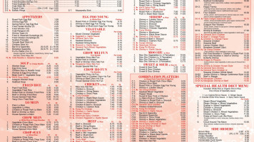 Main Moon Chinese menu