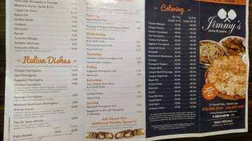 Jimmy's Pizza Pasta menu