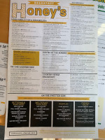 Honey's Bistro Bakery menu