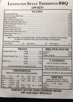 Lexington Style Trimmings menu