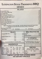 Lexington Style Trimmings menu