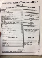 Lexington Style Trimmings menu