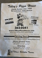 Tilley's Pizza House menu