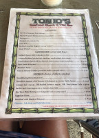 Tonio's Seafood Shack Tiki menu