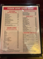 Fusion Bowl menu