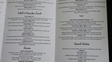 Don Chuy Mexican menu