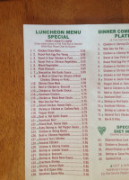 Evergreen Chinese menu