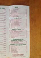 Evergreen Chinese menu