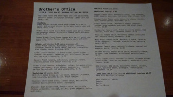 Brother's Office Pizzeria menu