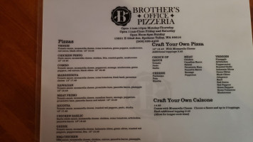 Brother's Office Pizzeria menu