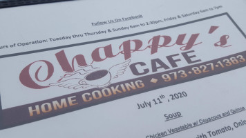 Chappy's Cafe menu